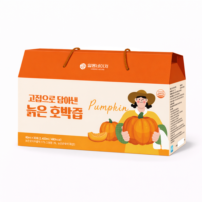 일등네이처 붓기 빼는 호박즙 100% 국산 해남 늙은 호박즙 임산부 산모 추천, 80ml, 30개, 30포