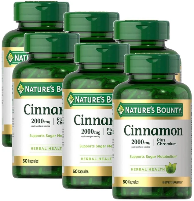 네이처스 바운티 시나몬 2000mg 플러스 크로뮴 크롬 캡슐 Nature's Bounty Cinnamon, 6개, 60정 - 쿠팡