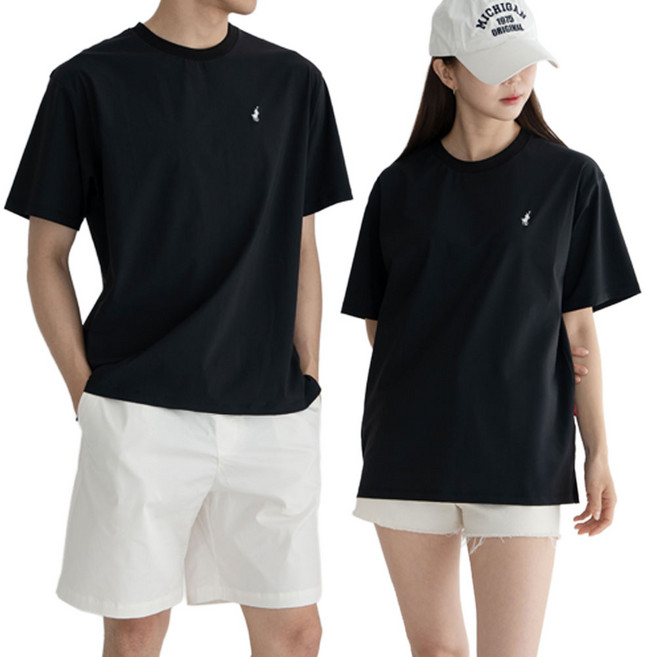 [1+1] [빅히트 패션] 남여공용 냉감 아이스 오버핏 얼음 반팔 라운드 티셔츠