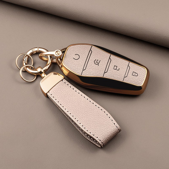 HAKO 소프트 가죽TPU 차키케이스+키홀더 (BYD호환), BY-01, 핑크