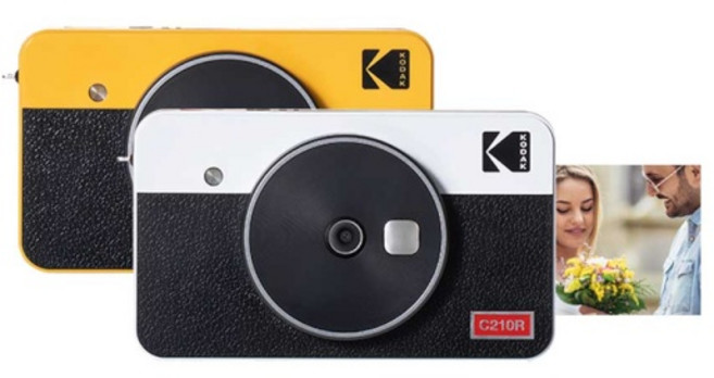 (KODAK) 휴대용 즉석카메라 포토프린터 미니샷2 레트로 C210R 핸드폰 사진인화기, 옐로우카트리지8매내장, 미니샷2C210R