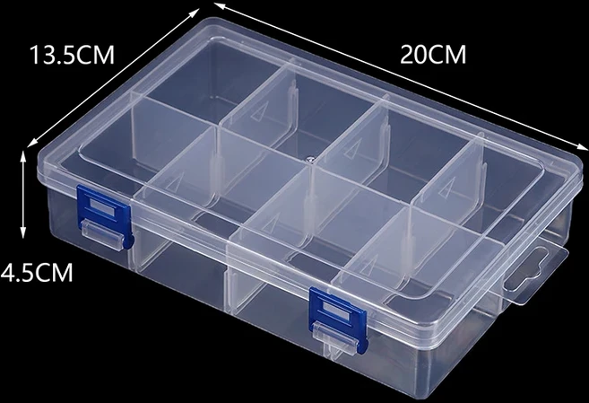 다기능 박스 케이스 대형 8 그리드 플라스틱 보관함 나사 전자 부품 투명 오거나이저 박스 2013.54.5cm, 01 Onesize