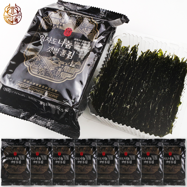 임자도 나눔 갯벌 돌김 식탁김 조미김 지주식 명품김, 18g, 8개
