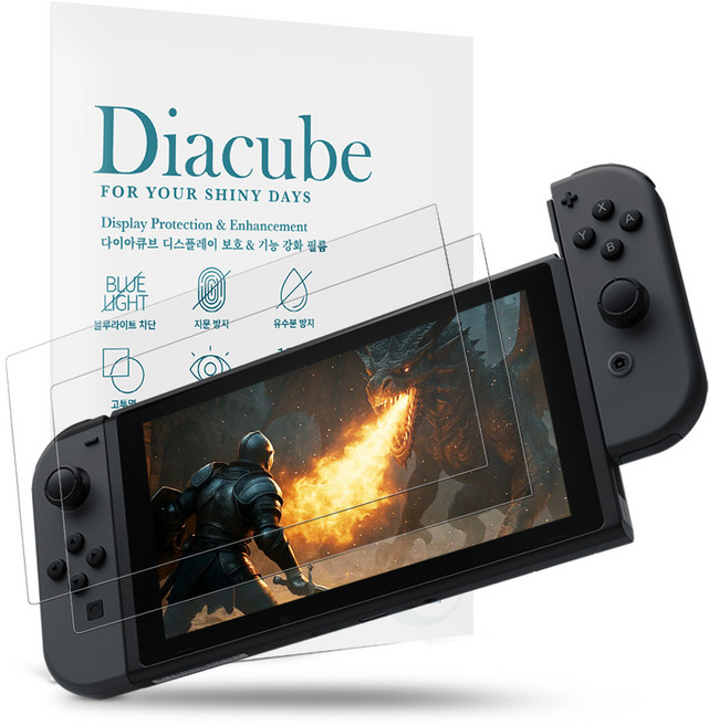 다이아큐브 닌텐도 스위치2 프리미엄 고화질 저반사 AR 액정보호필름 2P 간편부착, 투명, 2개
