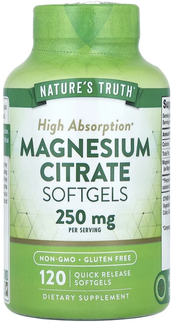 Nature's Truth 마그네슘시트레이트 250mg 속방형 소프트젤 120정(소프트젤 1정당 125mg), NaturesTruth마그네슘시트레이트250mg속방형소, 1개, 120정 - 쿠팡