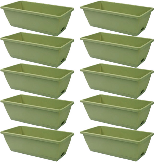 해피앤몰 직사각 대형 화분 + 받침대 10개 세트, 머스타드그린 10개세트