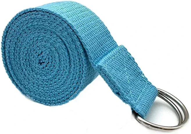 쿠쿠스토어 183x3.8cm 요가 스트랩 코튼 운동 벨트 조절 가능한 짠 D-링 버클 피트니스 밴드 필라테스 로프, 2. Black