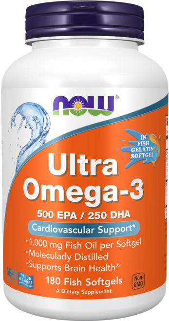 NOW Foods 超級 Omega-3 500 EPA 250 DHA 軟膠囊, 180錠, 1個