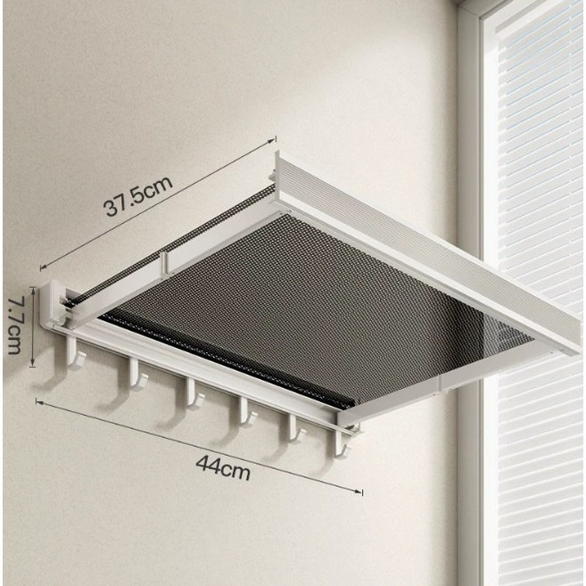 플래그잇 욕실 접이식 텔레스코픽 수납선반 구멍이 없는 욕실 의류 보관함 수건 및 목욕 수건 보이지 않는 수납 걸이, 1개, 화이트