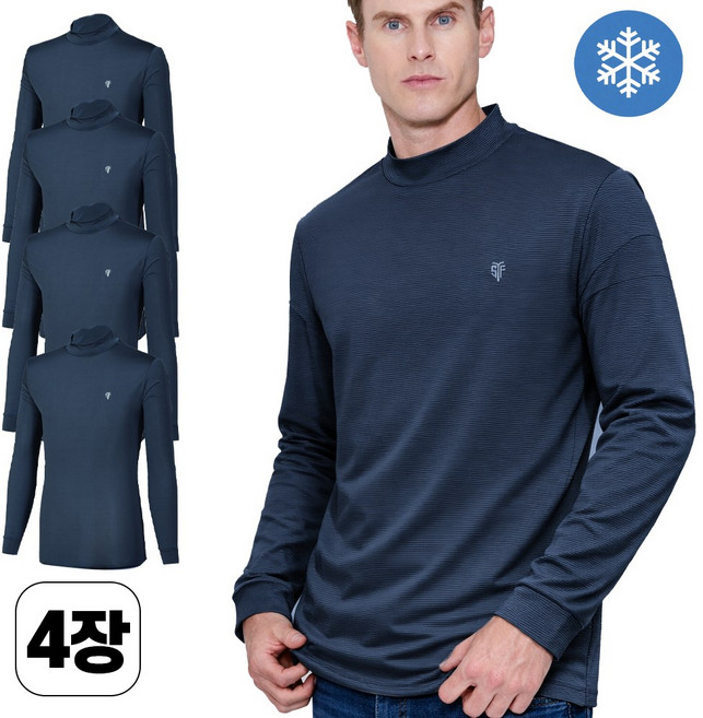 스타일필드 4세트 봄 여름 시즌 남성 쿨 아이스 냉감 UV 반목 스트라이프 긴팔 스판 티셔츠 JUA117