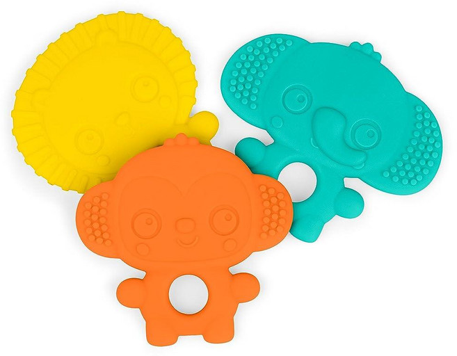 Bright Starts Stay Cool 치발기 물 충전 및 냉각 가능 BPA 프리 치발기 장난감 3개월 이상 남녀공용 3팩, 1 Pack, 동물