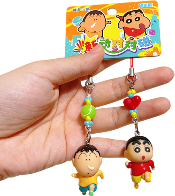 짱구는 못말려 정품 다이나믹듀오 핸드폰 키링 열쇠고리, 1개, 맹구짱구