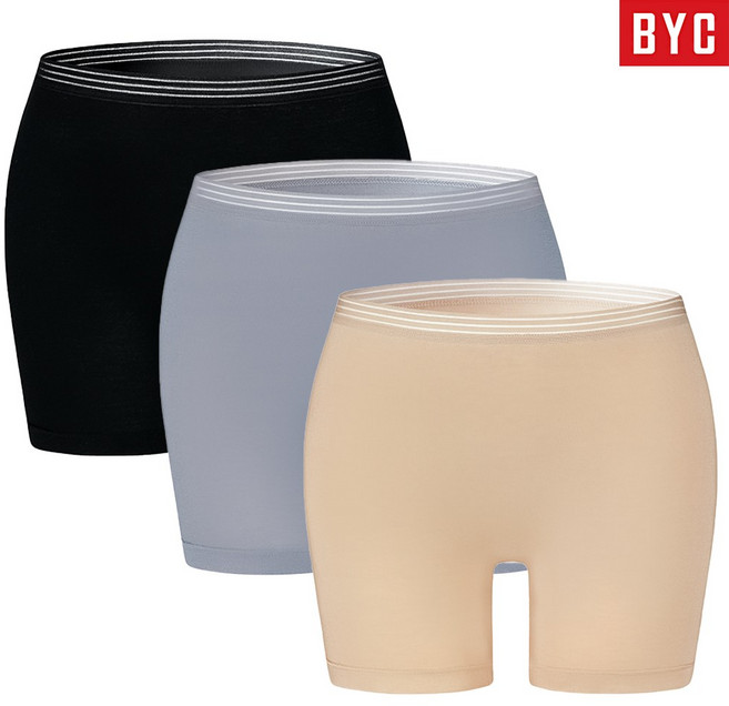 BYC 여성 드로즈 팬티 면스판 미디 3매입 NS2019