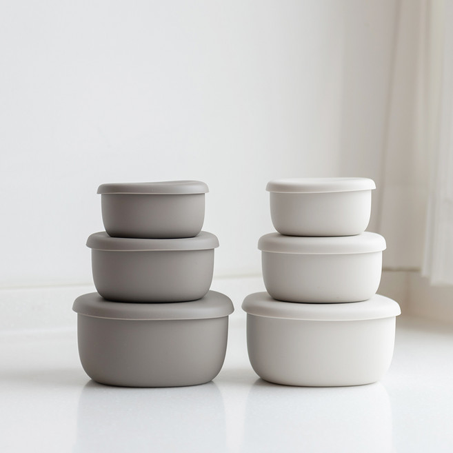 히어키친 실리콘 밀폐 용기 국산 냉동밥보관용기 반찬통, L (600ml), 크림, 1세트, 2개