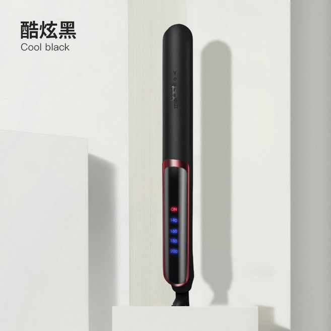 櫻花粉色直髮夾，快速加熱，多段溫控，陶瓷塗層，輕巧便攜, 黑色, 夾板 離子夾 捲髮棒