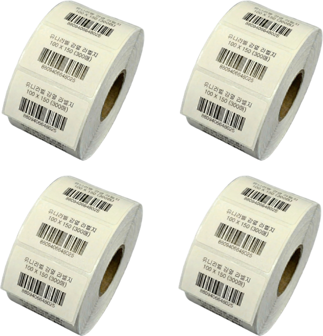 감열라벨지 가로10cm 세로15cm 300매 4롤, 감열라벨 100x150 4롤