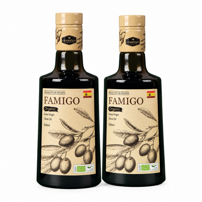 파미고 유기농 엑스트라버진 올리브오일, 500ml, 2개