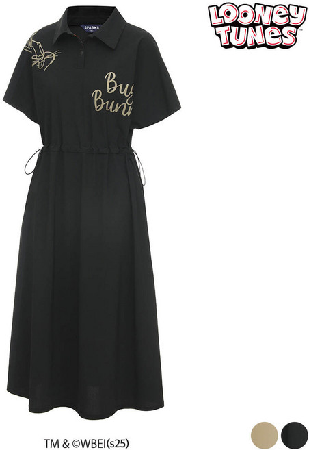 디즈니골프 여성골프원피스 여성 벅스버니 스트링 카라 반팔 원피스 SP1LTO016BK_SC