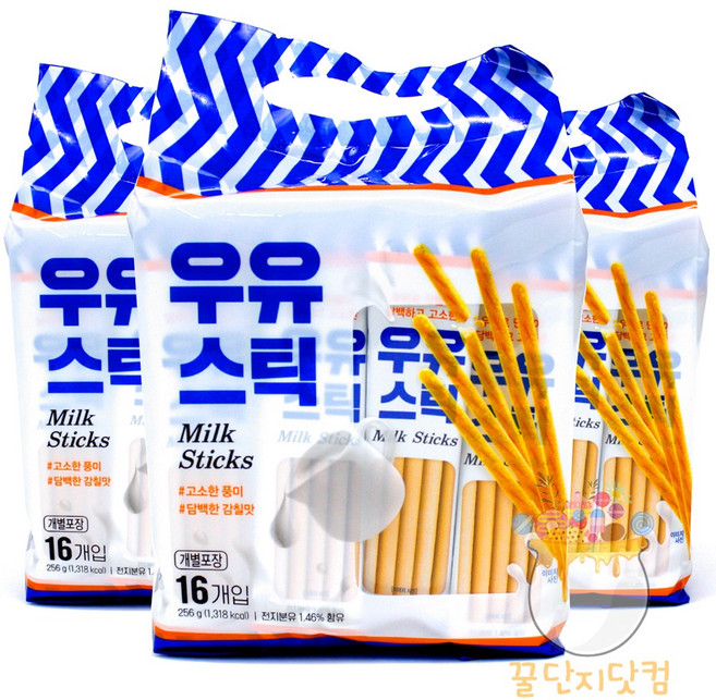 우유 스틱 과자, 256g, 3개