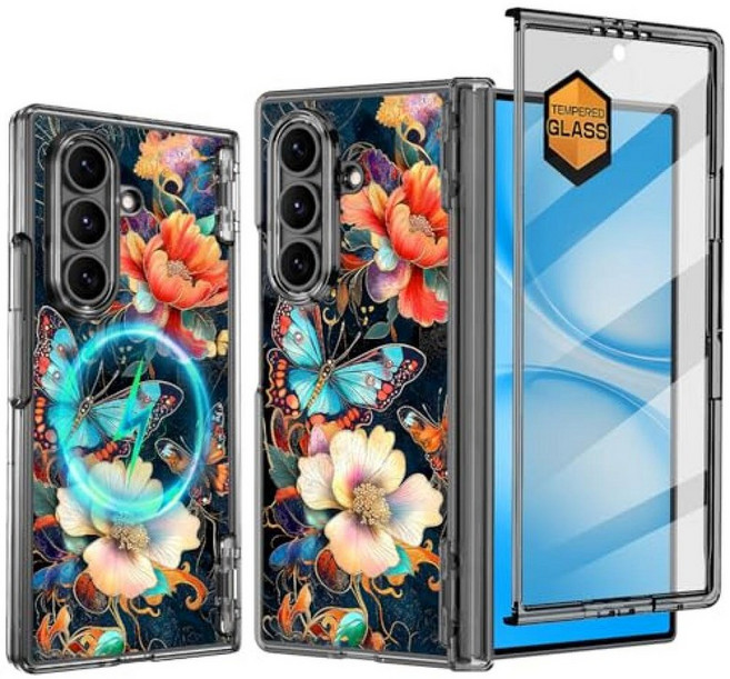 Casetego 갤럭시 Z 플립 7용 케이스 마그네틱 [MagSafe와 호환][내장 액정보호필름][킥스탠드][경첩 보호] 삼성 갤럭시 Z 플립 7용 슬림 충격 방지 귀여운 여