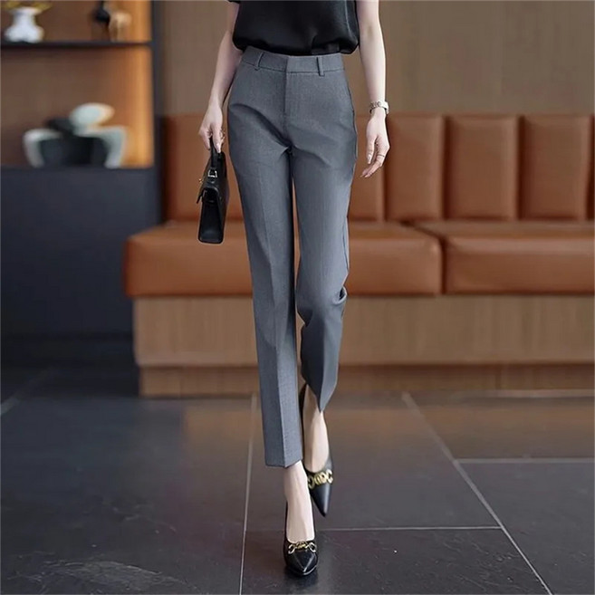 TKX 슬랙스 여성 가을 겨울 정장 바지 하이웨이스트 오피스 팬츠 스판 일자핏 KN89