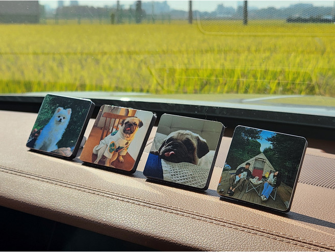 *오일무료제공* 1+1 차량용송풍구방향제 차량방향제 사진액자방향제 커플사진방향제 강아지사진방향제 방향제제작, 1개, 네모+네모(no.5)