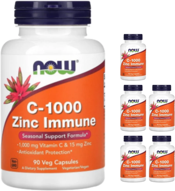 6통 나우푸드 C-1000 아연 Zinc 15mg 함유 이뮨 비타민 C 1000mg 베지90정, 6개, 90정 - 쿠팡