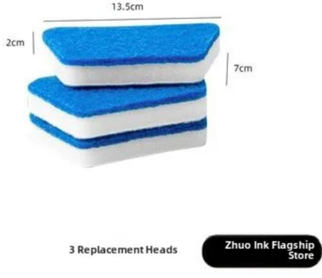 욕실 바닥 브러시 긴 손잡이 스펀지 타일 벽 청소기 가정용 도구, 01 브러시 1개 교체용 헤드 3개, 1. 교체용 헤드 3개