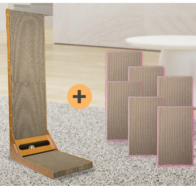 아토주 엘라인 고양이 수직 스크래쳐 리필 1년 세트, 1개, 브라운