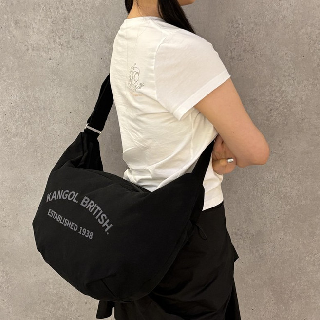 [국내정식매장] 캉골 가방 Kangol 바이오 캔버스 라운드 크로스백 3358 블랙 슬링백, OS