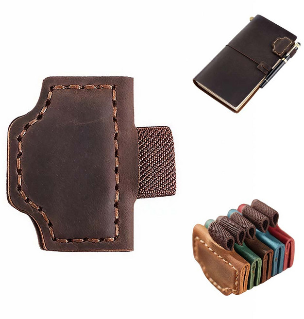 루베이 내구성 2in1 가죽 책갈피+펜홀더 자석 견고하게 흡착 읽기/학습/기록, 1개, 브라운