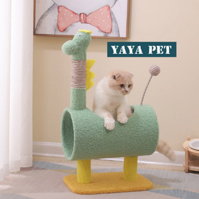 9위 - YAYA PET 고양이 캣타워 2단 숨숨집+스크래쳐+놀이 드래곤/오리 오리, 오리, 오리, 1개