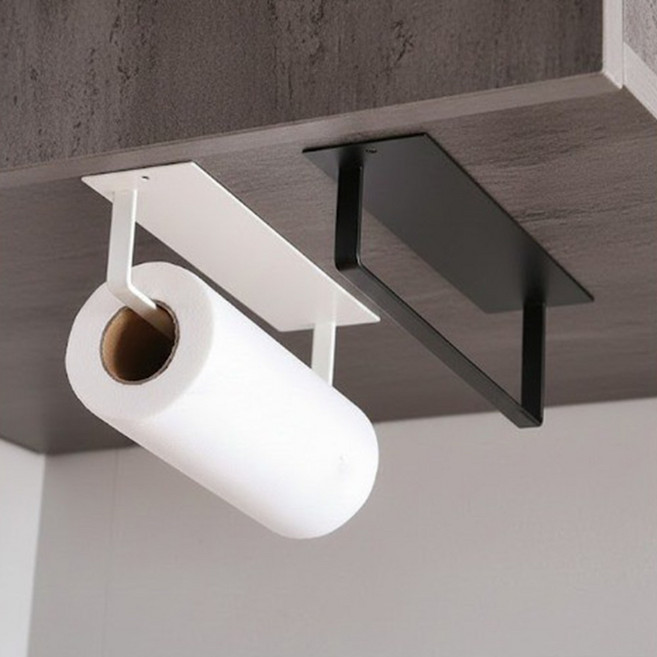 이지엔고 다용도 무타공 부착식 키친타올 걸이, 1개, 블랙