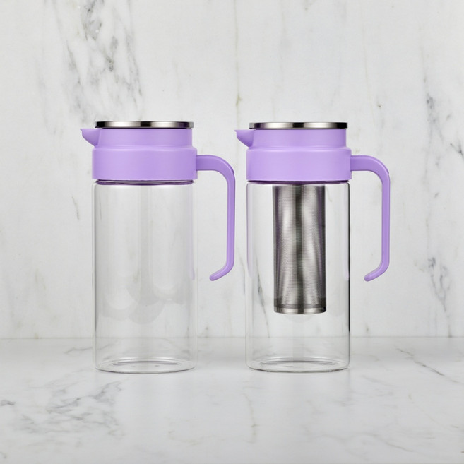 모던하우스 골라쓰는 내열유리 물병 1.2L 2P세트 (일반형+티망형) 퍼플_KC0224006, 1개