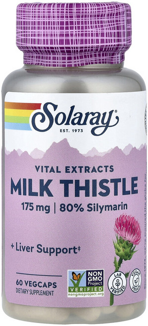 Solaray Milk Thistle Seed Extract 솔라레이 밀크씨슬 씨 추출물 60베지캡스, 1개, 60정