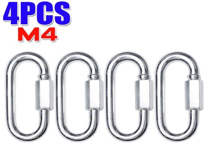 헤비 듀티 아연 도금 락 퀵 스크류 M5 링크 훅 M6 철제 체인 M4 카라비너 커넥터, M4 4pcs