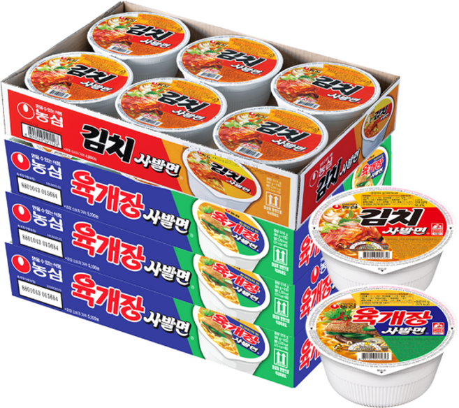 농심 육개장사발면 김치사발면 혼합구성, 24개