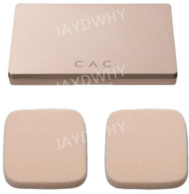 CAC 화장품 파우더 파운데이션 케이스 퍼프 세트, 1세트, 베이지/무향