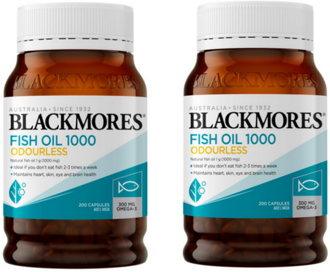 호주 블랙모어스 대용량 무취 피쉬오일 Blackmores Odourless Fish Oil 1000mg, 500정, 2개