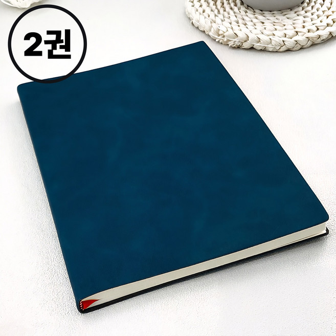 부드러운 스웨이드풍 가죽노트 (A5 사이즈) 2개, 1세트, 네이비