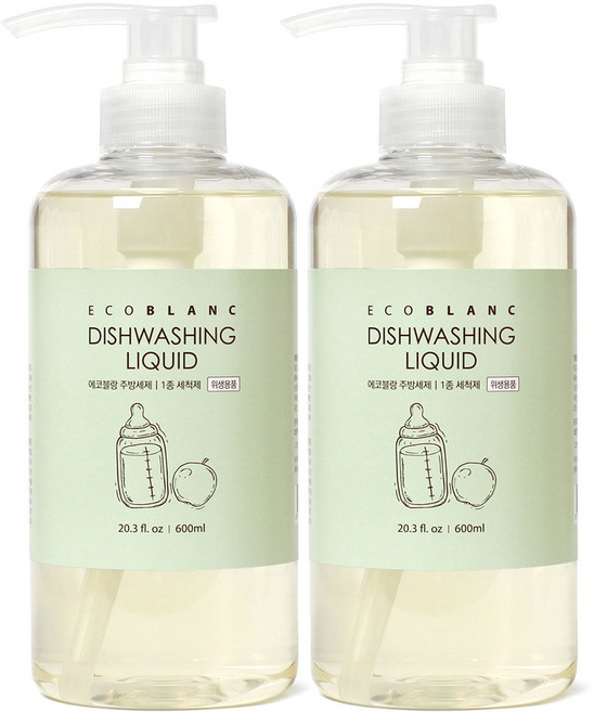 에코블랑 젖병세정제 주방세제, 2개, 600ml