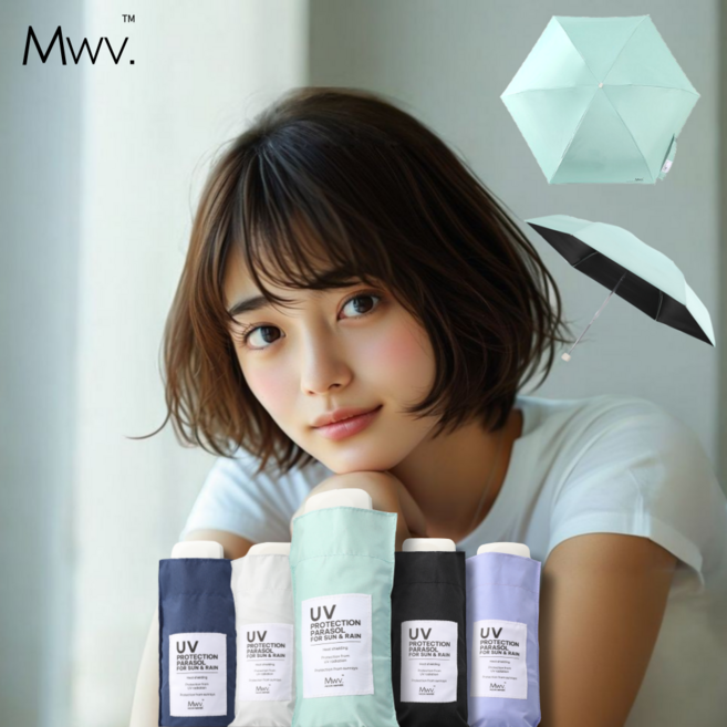문웨이버 UV 99.9% 자외선 차단 초경량 5단 미니 우산 양산 + 선물박스