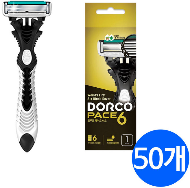 도루코 페이스6 6중날 휴대용 면도기 10개, 50개, 1개입
