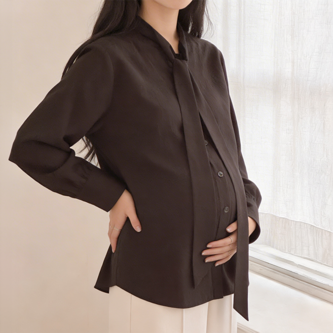 임산부 투웨이 블라우스 타이 셔츠 오피스룩 하객룩 예쁜 외출 수유복 정장 출근룩