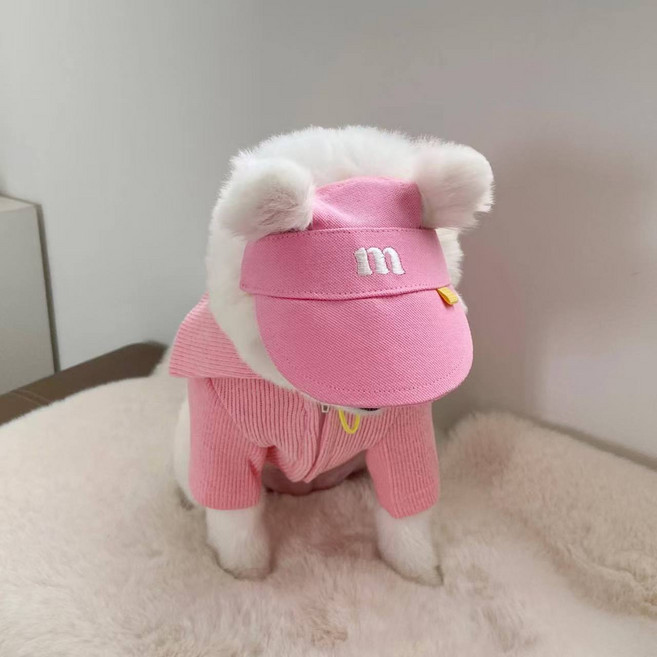 刺繡遮陽帽寵物帽子 鬆緊可調價 貓狗時尚帽子, 1個, 粉色