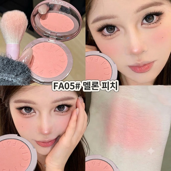 차차앤코 수채화 새틴 블러셔 파우더 치크 쿨톤 웜톤 핑크 피치 코랄 말린장미 볼터치, 1개, 05#멜론 피치