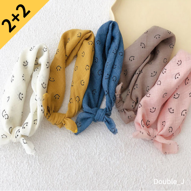 더블제이 아동스카프 모음 2+2 남녀공용 8 COLORS 스마일 캐릭터 쁘띠