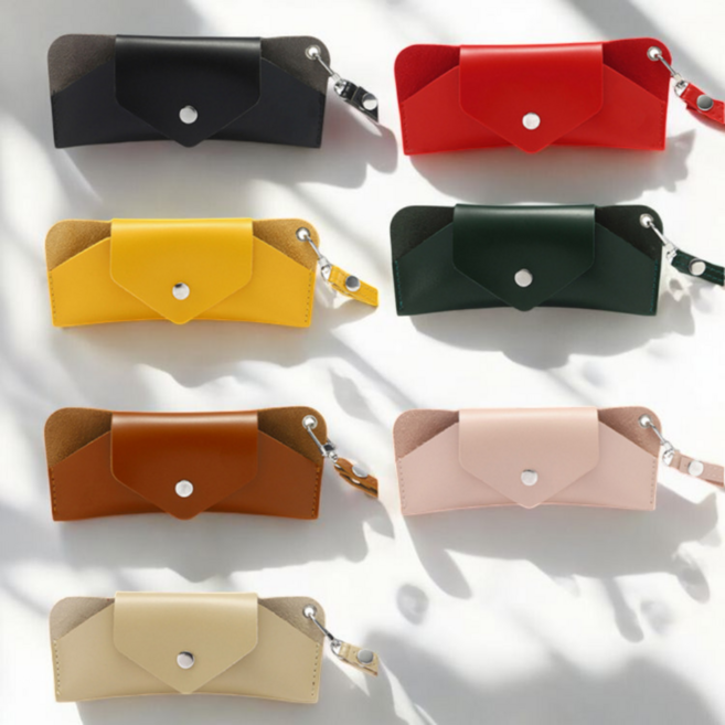 휴느 선글라스 케이스 가죽 안경케이스 파우치 스트랩 안경걸이