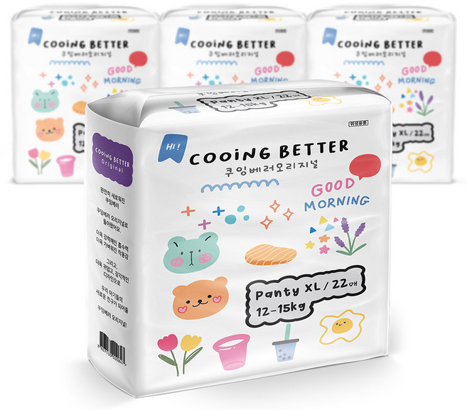 Cooing 베러 오리지널 팬티형 기저귀, 특대형(XL), 88매