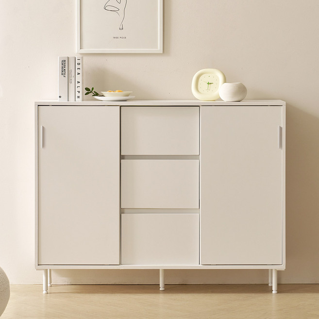 룸앤디 NEW 스르륵 3단 1200서랍 다리형 E0등급 슬림 슬라이딩 서랍수납장, 스르륵 3단 1200서랍 (다리형) 화이트